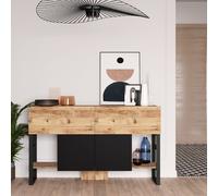 CONCEPT USINE | Console Style Industriel | Design TARI | Finition Bois et Métal Noir | Meuble Élégant, Polyvalent et Robuste | Grande Capacité de Rangement | Stable et Durable | Intérieur Contemporain