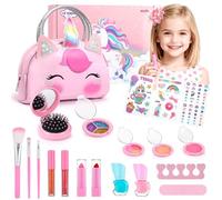 Taricor Maquillage Enfant Fille, Lavable Non Toxique Coffret Maquillages Enfant 3-12 Ans, Malette De Maquillage Rose Licorne pour Cadeau de Noël Anniversaire