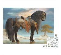 Tariel's Cheval Puzzle 1000 Pièces Adultes Épopée Géorgienne Jeu D'adresse pour Toute La Famille Puzzle Impossible Cadeau Unique Collection d'art Idée Cadeau 1000pcs (75x50cm)