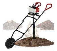 Tarière à essence 2,2 kW 3 CV 8800 tr/min Tarière avec roue en caoutchouc Diamètre de perçage 60-300 mm Pliable Perceuse pour terre, glace, fine, arbres, kit complet