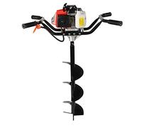 Tarière à essence 2,2 kW 63 CC avec perceuse, entonnoir, récipient de dosage, lunettes de protection, 7500 tr/min pour perçage de jardin, pelouse, creusage, trous de poteau, enlèvement de terre