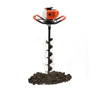 Tarière à essence - 52 cc - 5,2 CV - Puissante - 3 vis de perçage Ø 100/150/200 mm + rallonge de 30 cm - Moteur 2 temps - Pour clôture, jardin, agriculture - Avec fenêtre de contrôle d'huile