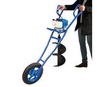 Tarière à essence à 2 temps avec chariot manuel 52 CC 1,46 kW Tarière à essence monocylindre avec embouts de 300 mm, réservoir de carburant 1 l, bleu