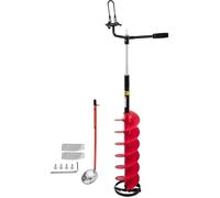 Tarière à Glace-VEVOR-Diamètre 20 cm, Mèche 104 cm-Poignée en Caoutchouc,Adaptateur de Perceuse, Protège-Lame pour Pêche Glace