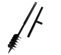 Tarière de sol acier noir avec mèche spirale 120 mm, double spirale pour perçage de trous jardin, compost, plantation, compatible rallonge et perceuse mandrin hexagonal