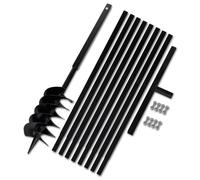 Tarière de sol avec manche 150 mm et tube d'extension 9 m Acier