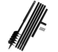 Tarière de sol avec manche et tube d'extension - vidaXL - acier - noir - 5 m 5413092