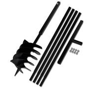 Tarière de sol avec manche - vidaXL - Acier - 200 mm - Extension 5 m - Noir - Diamètre spirale 200 mm - Trois spirales