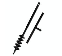 Tarière de sol avec mèche spirale 100 mm acier noir, double spirale, poignée ergonomique, rallonge compatible, perceuse pour trous jardin, compost, plantation et aération