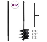 Tarière de sol - VIDAXL - Acier - 250 mm - Manche inclus - 12 tubes d'extension