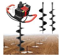 Tarière de terre à gaz, moteur 4 temps 199 cc, avec 3 forets pour une installation efficace des poteaux de clôture et un perçage de sol de jardin