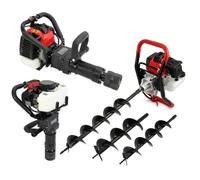 Motoculteur MonsterShop Tarière de terre T-Mech & Enfonce poteau à 2 temps