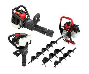 Tarière de terre thermique MONSTERSHOP - T-Mech - 3 cv - 3 forets - Enfonce poteau