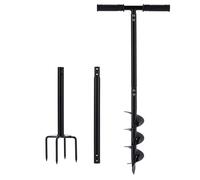 Tariere Manuelle & Aérateur Gazon 2 en 1, 10 × 110 cm Tarière métallique pour bulbes, Fleurs, Plants, Arbres, poteaux de clôture, aération du Sol, aération de la pelouse