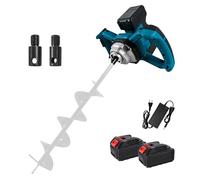 Tarière Sans Fil, 1200W Moteur Sans Balais, Tarière Professionnelle (Forets non Inclus) pour Construction de Clôtures, Jardin et Fondations, Mélangeur de Mortier, Incluse Batterie et Chargeur
