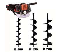 Tarière thermique 52 cm3 - 3 CV + lot de 3 mèches (100, 150 et 200 mm)