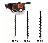 Tarière thermique 52 cm3 - 3 CV + lot de 3 mèches (40, 60 et 80 mm)