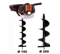 Tarière thermique 52 cm3 + mèches 150 et 250 mm