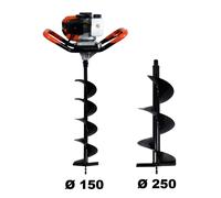 Tarière thermique 52 cm3 + mèches 150 et 250 mm