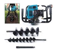 Tarière Thermique 52cc 1,7kW Essence Tarière Jardin 2 Temps Avec 2 Forets 6-20CM, Vitesse 6500-8500 Tr/Min Sacoche Outils Outil Plantation Arbre Poteau Clôture