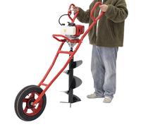 Tarière Thermique 52cc 2 Temps Chariot Pieux Clôture Jardin | ABS + fer + aluminium + acier allié, moteur 1,46kW, réservoir 1L, démarrage rappel - sols durs, racines, plantation, 1 pers.