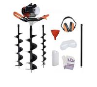 Tarière Thermique 52cc, 3 Mèches 100/150/200mm, Rallonge 30cm, Kit de Sécurité, Moteur 2 Temps