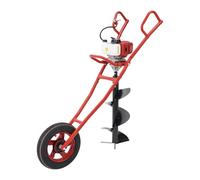 Tarière Thermique 52CC à Essence 2 Temps avec Roue et Mèche 30 cm, Foreuse de Sol 1,46 kW pour Creuser Trous de Poteaux Clôture Plantation Jardin Agriculture