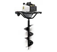 Wiltec Kit Tarière thermique à essence - Moteur 2 temps 2,2 kW 3 CV - Cylindrée 63 cm³ - Perceuse de sol Trépan pour Clôture Sylviculture Jardinage Aménagement - Vis sans fin incluse de 250 mm