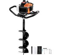 Tarière VEVOR avec moteur à essence, 52 CC, 1450 W, tarière à essence avec couronnes de forage 8 pouces et 1 tige de rallonge, tarière orange+noir