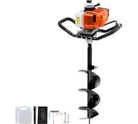 Tarière VEVOR avec moteur à essence, 63 CC, 2400 W, tarière à essence avec couronnes de forage 8 pouces et 1 tige de rallonge, tarière pour clôtures de poteaux Orange+Noir