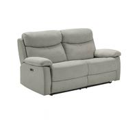 TARIFA - Canapé 3 Places Relax Electrique Gris Clair Tissu Waterproof