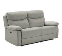 TARIFA - Canapé 3 Places Relax Electrique Gris Clair Tissu Waterproof -