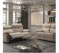 TARIFA - Ensemble 2 Canapés Fixe 2 Places et Relax Electrique Tissu Beige -