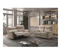 Ensemble 2 Canapés Fixe 2 Places et Relax Manuel Tissu Beige - TARIFA -