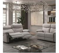 TARIFA - Ensemble 2 Canapés Fixe 2 Places et Relax Manuel Tissu Gris -