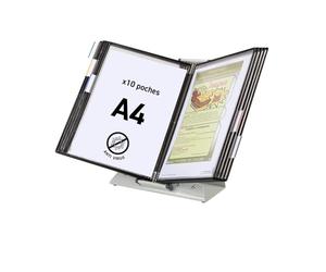 Tarifold 434157 Pupitre en PVC avec 10 poches A4 (Noir/argent)