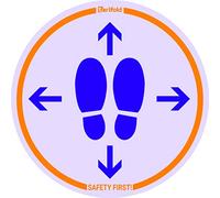Tarifold Es 197871- Lot de 2 panneaux adhésifs pour sol Distance sociale TURNO/ESPERE AQUI, Maintient la distance
