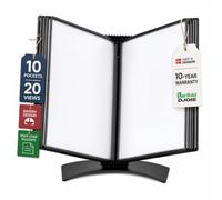 TARIFOLD EZD771 Système de référence et d'affichage de bureau 10 pochettes en polypropylène double face encadrées Noir Format lettre