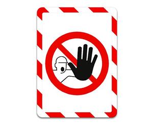 TARIFOLD Fr 194973 - Lot 2 Cadres d’Affichage Magneto Sécurité Adhésif Repositionnable, Pochettes d'affichage A4 Consignes de Sécurité Interdictions, Prohibitions| Cadre Rouge/Blanc (Lot 2 pcs)