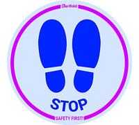 Tarifold Fr 197869- Autocollants Marquage au Sol "Stop", Ø 350 mm|Sol lisses| Distance Sociale: Magasins, Bureaux |Adhésif Qualité, tenue Forte, Facile à enlever, Anti- Bulles|2 pcs
