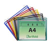 Tarifold Fr 340009- Lot 5 Pochettes A4 à suspendre Grande Capacité de rangement, paysage avec 2 anses métalliques, Résistant couleurs Assorties (Lot 5 pcs)