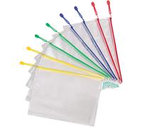 Tarifold Fr 509009 Pack Of 8 A4 Plastic Zip Document Folders Transparent Document Folders For Offices,Travel,School,Home,4 Assorted Colours