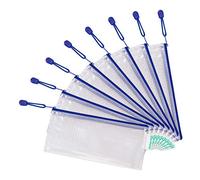 Tarifold Fr 509041 Lot de 8 pochettes en plastique à carreaux format zippé Transparent pour le bureau, les voyages, l'école, la maison, bleu, 25 x 13 cm