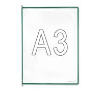 Tarifold | Pochette transparente | lot de 10 | pour format A3 | vert | PVC Souple Résistant, Anti-Reflets, Cadre Acier, Système d'Affichage Tarifold pour Documents Professionnels