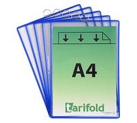 Tarifold Poches à anse Tindividual A4 PVC souple Bleu - Paquet de 5