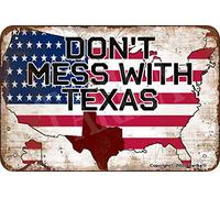 Tarika Plaque murale humoristique en étain avec inscription « Don'T Mess With Texas » - 20 x 30 cm