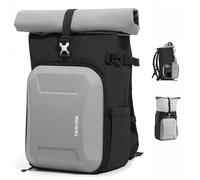 TARION Rolltop Sac à Dos Appareil Photo - Grand Sac Photo avec Compartiment Ordinateur 16 Pouces et Accès Latéral Rapide - Sac Photographie DSLR Urbain avec Housse Imperméable Support Trépied Gris XH