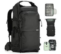TARION Sac Photo Extensible Randonnée Sac à Dos pour Appareil Photo 35L | Compartiment Ordinateur Portable 16" et Housse Imperméable - Rangement Drone Trépied Ordinateur DSLR SLR ( XProber Noir）