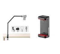 TARION Support de Bureau pour Appareil Photo trépied aérien Bras articulé Flexible à 360° & Manfrotto MCLAMP Pince Universelle pour Smartphone avec Pas de Vis 1/4 Noir