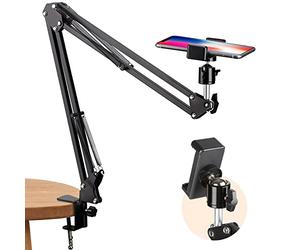 TARION Support de téléphone Portable Support vidéo Bras articulé Bras de Support de Bureau Flexible pour la vidéographie de Photographie Plate en Direct (Noir)